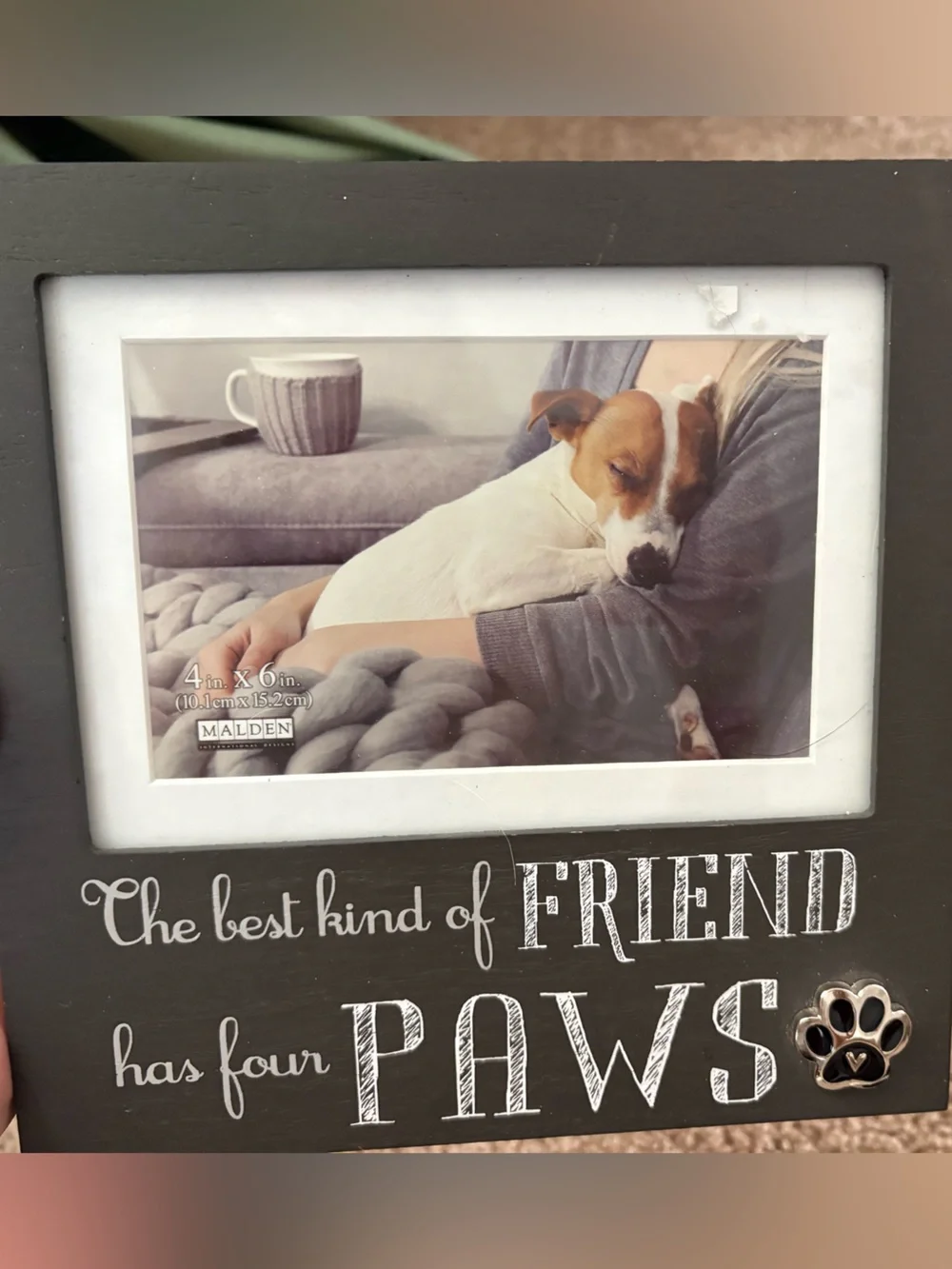 Malden Black Wooden Pet Photo Frame with Paw Accent